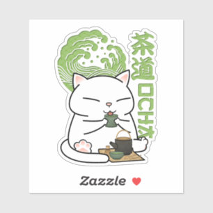 Sticker Chat au thé vert Matcha