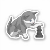 Sticker Chat aux échecs avec pièce d'échecs Évêque (Recto)