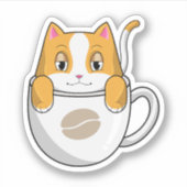 Sticker Chat avec café Coupe (Devant)