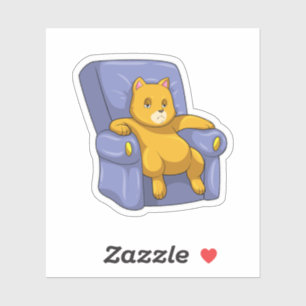 Sticker Chat avec canapé