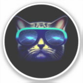Sticker Chat avec chevalet de lunettes de soleil (Recto)
