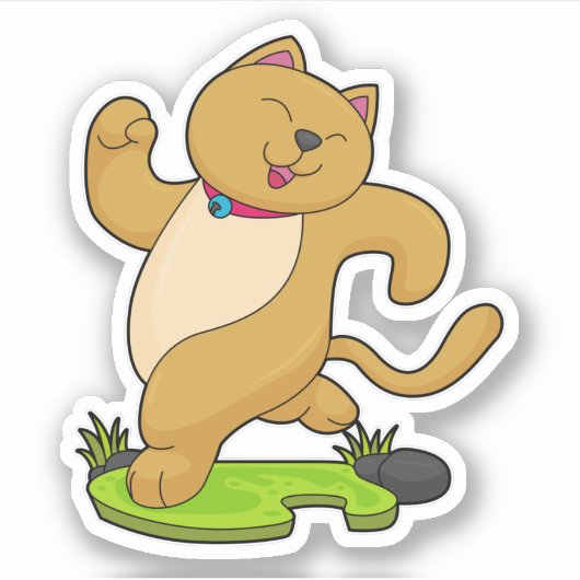 Sticker Chat avec Choker à l'exécution (Devant)