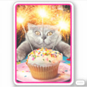 Sticker Chat Avec Cupcake Sparkler (Devant)