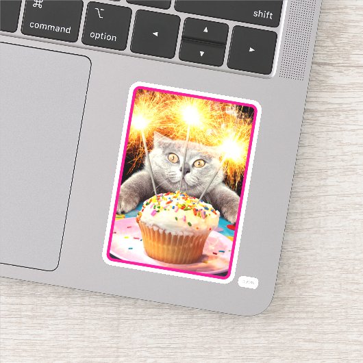Sticker Chat Avec Cupcake Sparkler (Détail)