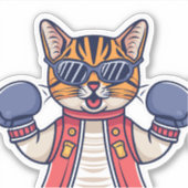 Sticker Chat avec gants de boxe (Devant)