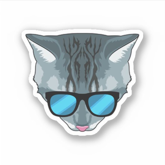 Sticker Chat avec lunettes de soleil (Devant)