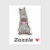 Sticker Chat avec muffin (Feuille)