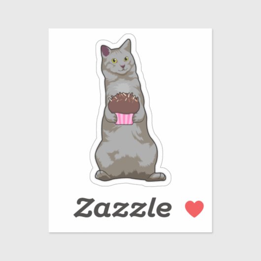 Sticker Chat avec muffin (Feuille)