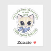 Sticker Chat Avec Oiseau Dans La Bouche (Feuille)