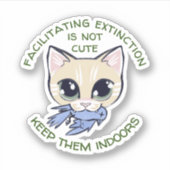 Sticker Chat Avec Oiseau Dans La Bouche (Devant)