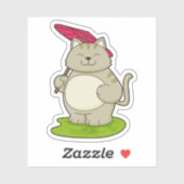 Sticker Chat avec parapluie (Feuille)