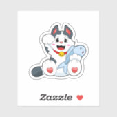 Sticker Chat avec poisson (Feuille)