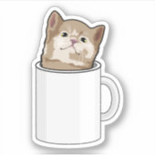 Sticker Chat avec tasse de café (Devant)