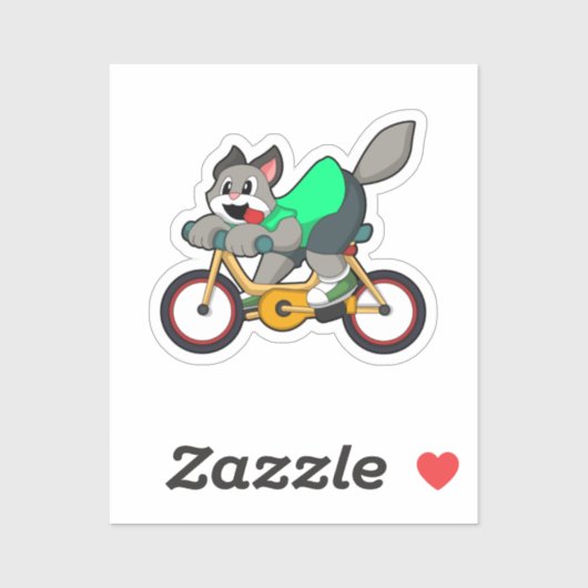Sticker Chat avec vélo (Feuille)
