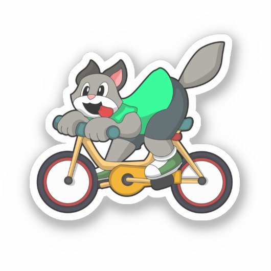 Sticker Chat avec vélo (Recto)