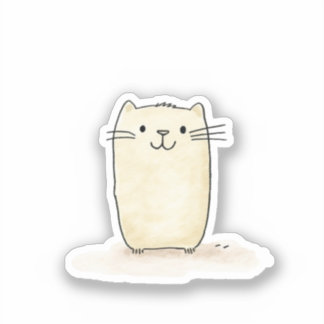 Sticker Chat Beige Aquarelle Cute