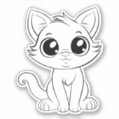 Sticker Chat blanc adorable (Devant)
