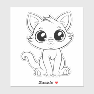 Sticker Chat blanc adorable