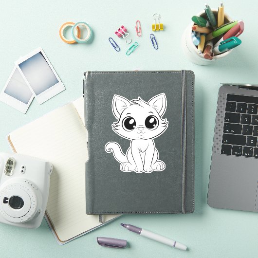Sticker Chat blanc adorable (Couverture iPad)