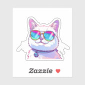 Sticker Chat blanc portant des lunettes de soleil (Feuille)