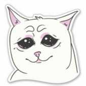 STICKER CHAT BLANC SIGMA SAD FACE ANIMAL (Devant)