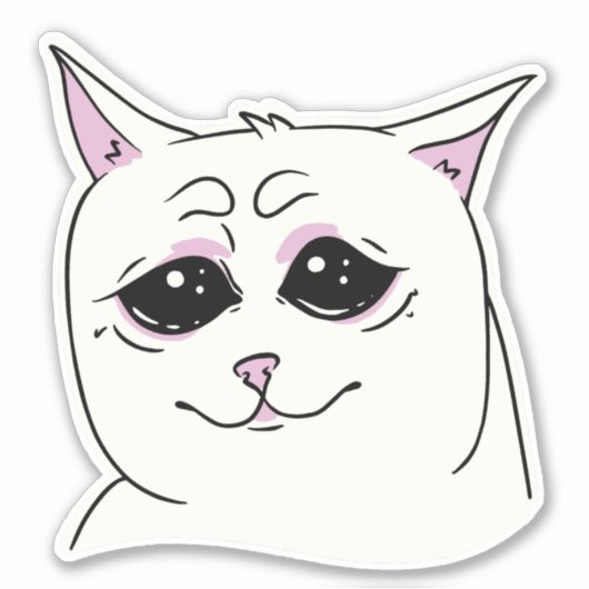 STICKER CHAT BLANC SIGMA SAD FACE ANIMAL (Devant)