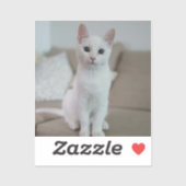 Sticker chat blanc | Zazzle_Growshop. (Feuille)