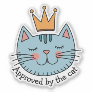 Sticker Chat bleu fantaisiste avec une couronne jaune pers