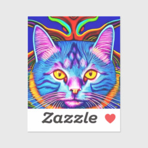 Sticker Chat bleu mignon avec Yellow Eyes Ai Art