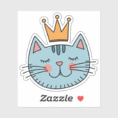 Sticker Chat Bleu Whimsical Avec Couronne Jaune (Feuille)