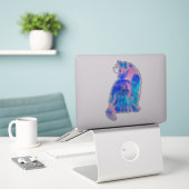 Sticker chat botanique (Ordinateur portable sur le bureau)