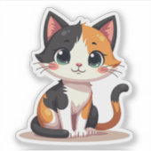 Sticker Chat Calico - Style Kawaii Chibi (Devant)
