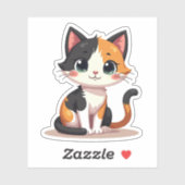 Sticker Chat Calico - Style Kawaii Chibi (Feuille)
