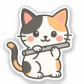 Sticker Chat Calicot Flûte Mélodie du Vent (Recto)