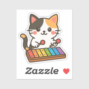 Sticker Chat calicot xylophone Notes arc-en-ciel