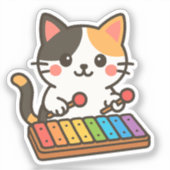 Sticker Chat calicot xylophone Notes arc-en-ciel (Recto)