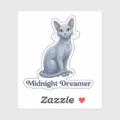 Sticker Chat céleste rêveur de minuit (Feuille)