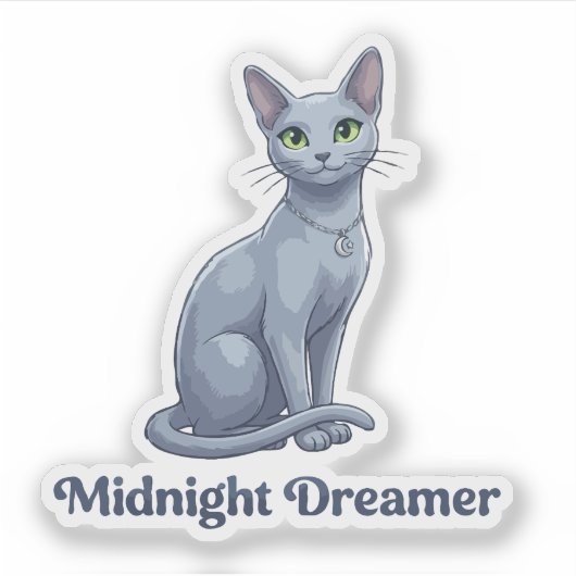 Sticker Chat céleste rêveur de minuit (Devant)