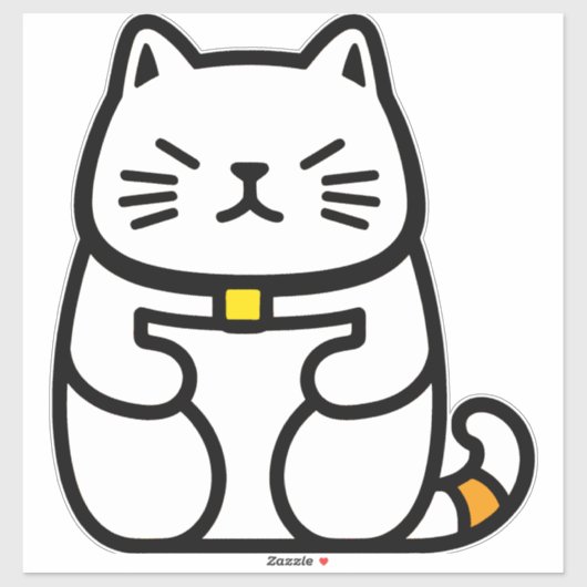 Sticker Chat chanceux japonais ou Maneki-Neko (Feuille)