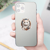 Sticker chat, chaton avec fleur (Téléphone)