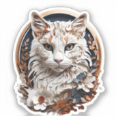 Sticker chat, chaton avec fleur (Recto)