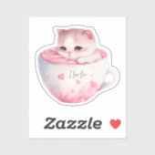 Sticker Chat Chibi Rose Kawaii Avec Une Mignonne Couronne (Feuille)