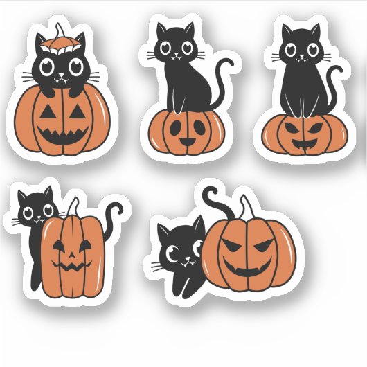 Sticker Chat citrouille d'Halloween (Devant)