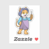 Sticker Chat coiffeur avec ciseaux (Feuille)
