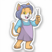 Sticker Chat coiffeur avec ciseaux (Recto)
