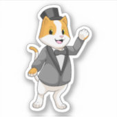 Sticker Chat comme marié avec ruban (Devant)