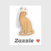 Sticker Chat comme Mariée avec Voile (Feuille)