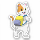 Sticker Chat comme randonneur avec sac à dos (Devant)