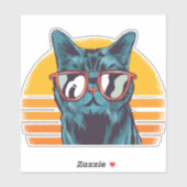 Sticker Chat cool avec lunettes de soleil (Feuille)
