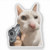 Sticker Chat Cool Avec Pistolet Mème Drôle (Devant)